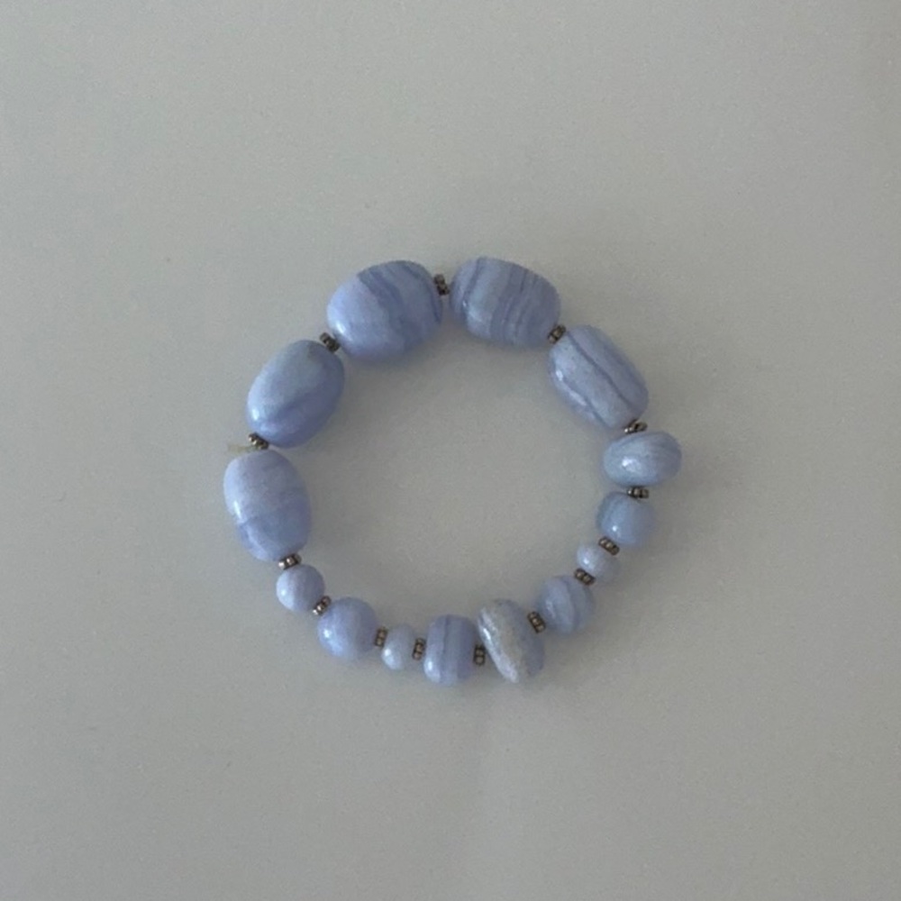 Genuine blue lace agate crystal stretch bracelets
